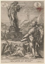 Saturn as Protector of the Agricultural Workers, 1596, copperplate engraving, sheet: 25.1 x 17.4 cm