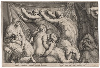 The punishment of Niobe (first plate), 1594, copperplate engraving, sheet: 26.2 x 38.4 cm (trimmed