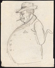 Man with glasses and cigar from the side, pencil, sheet: 12 x 9.5 cm, unsigned, Paul Franz Otto,
