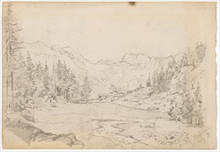 Pontresina (recto), three small drawings and a larger drawing of a rock landscape (verso), 1876,