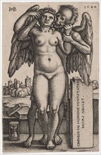 Death and Girl, 1547, copperplate engraving, II, folia: 7.5 x 4.9 cm, O. l., monogrammed: HSB [lig
