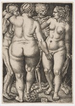 Three Women and Death, c. 1546/50, copperplate engraving, II. Condition, folia: 8 x 5.7 cm, signed
