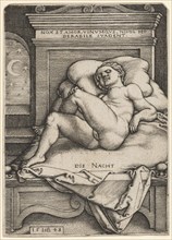 The Night, 1548, engraving, II. Condition, sheet, image: 11.1 x 7.9 cm, O. M. inscribed: NOX ET