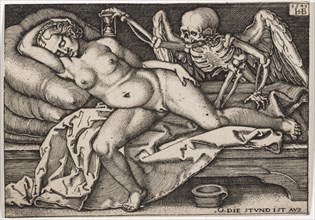 Sleeping Girl and Death, 1548, copperplate engraving, I. Condition, folio: 5.6 x 8.1 cm, O. r.,