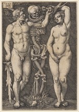 Adam and Eve, 1543, copperplate engraving, sheet: 8.3 x 5.7 cm, O. l., dated and monogrammed: 1543,