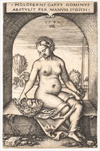 Judith with the head of Holofernes, 1547, engraving, II. Condition, sheet: 7.5 x 4.9 cm, signed,