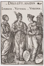 The Three Good Haidesses, 1516, woodcut, folio: 19.5 x 13.2 cm, O. M. inscribed: THREE GVT HAIDIN,