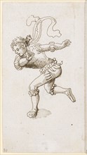 Morisco Dancer, early 16th C., brown feather, sheet: 10.2 x 5.6 cm, unmarked, Anonym, Oberrhein,