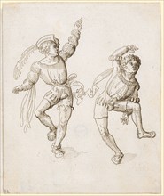 Two Morisco Dancers, Early 16th C., Feather in Brown, Leaf: 10.6 x 8.8 cm, Not Specified, Anonym,