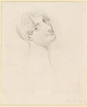 Woman's head, looking over the right shoulder, 1818, pencil, gray wash, mounted, leaf: 22.6 x 18.6