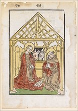 Nativity, 2nd half of the 15th century, woodcut, colored, leaf: 24.6 x 17.5 cm |, Picture: 19.8 x
