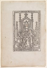 Enthroned Virgin Mary with Child, 2nd half of the 15th century, woodcut, partially colored, page: