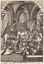 The Pain Man between two angels (after Israhel van Meckenem), c. 1500, woodcut, folia: 27.1 x 18.5