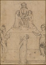 Wedding Allegory, c. 1490, feather in black-gray, sheet: 22.4 x 16.1 cm, unsigned, Anonym,