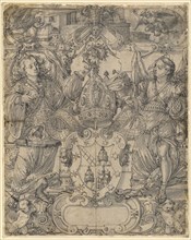 Slice tear with two angels as Schildbgleitern and the coat of arms beat Pope, abbot of Lützel