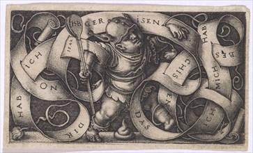 The Little Fool, 1542, copperplate, sheet: 5 x 8.5 cm |, Plate: 4.5 x 7.9 cm, inscribed in the