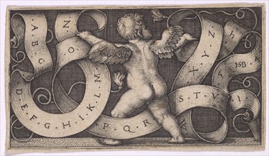 The Genius with the Alphabet, 1542, copperplate, sheet: 4.6 x 8.2 cm |, Plate: 4.3 x 7.8 cm,