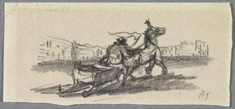 Untitled [A horse dashing off with a sled], 1918, pencil on thin paper, mounted on secondary