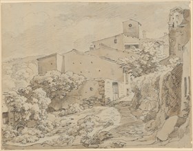Italian locality, pencil, wash with ink, folio: 15.5 x 20.1 cm, unsigned, Joseph Anton Koch,