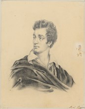 Portrait of the Poet Lord George Gordon Noel Byron (1788-1824), 1800-1849, pencil and chalk,