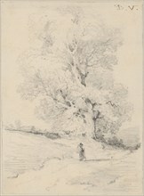 Landscape with tree on the way, pencil, sheet: 12.1 x 9.1 cm, U. r., monogrammed with feather: B.V