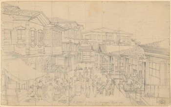 Sketch Sheet: 5: Turkish Street Life between the Bazaars, 1843, pencil, sheet: 11.4 x 18.5 cm,
