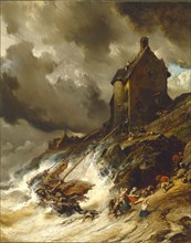 Eugène Louis Gabriel Isabey, French, 1804-1886, The Wreck, 1854, oil on canvas, Unframed: 38 × 30