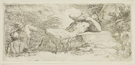 Salvator Rosa, Italian, 1615-1673, Pan and Two Fauns, 17th century, etching printed in black ink on