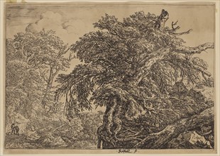Jacob Isaaksz van Ruisdael, Dutch, 1628-1682, Two Peasants and Their Dog, 17th century, etching and