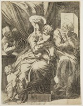 Orazio de Santis, Italian, active 1568-1584, The Holy Family with Saint Elizabeth and Saint John