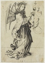 Martin Schongauer, German, 1450-1491, The Angel of the Annunciation, between 1490 and 1491,