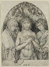 Martin Schongauer, German, 1450-1491, The Man of Sorrows with the Virgin and Saint John, 15th