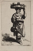 Cornelis Bega, Dutch, 1620-1664, Woman Carrying a Basket, between 1620 and 1664, etching printed in