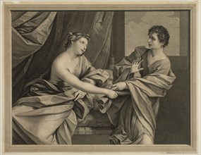 Robert Strange, English, 1721-1792, Joseph and Potiphar's Wife, 1769, engraving printed in black