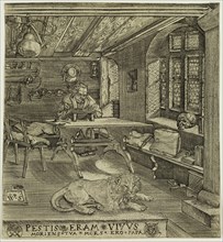 Wolfgang Stuber, German, Martin Luther in His Study, late 16th century, engraving printed in black