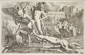Pietro Testa, Italian, 1611-1650, Achilles Dragging the Body of Hector around the Walls of Troy,