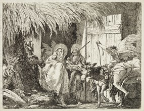 Giovanni Domenico Tiepolo, Italian, 1727-1804, Joseph and Mary Seeking Shelter, ca. 1753, etching