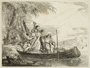 Giovanni Domenico Tiepolo, Italian, 1727-1804, The Holy Family Entering the Boat with the Help of