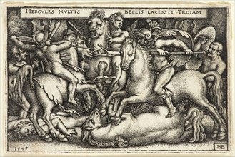 Hans Sebald Beham, German, 1500-1550, Hercules Fighting Against the Trojans, 1545, engraving