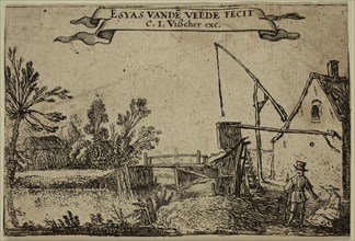 Esaias van de Velde, Dutch, 1587-1630, Farm to the Right of a Canal, early 17th century, etching