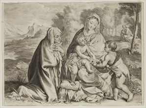 Cornelius Visscher, Dutch, 1619-1662, after Palma Vecchio, Italian, 1480-1528, Holy Family in a