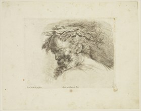 Stefano della Bella, Italian, 1610-1664, Head of an Old Man Wearing a Laurel Wreath, ca. 1641,