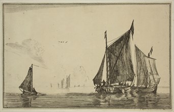 Reinier Nooms, Dutch, 1623-1667, Three Sailing Vessels on a Calm Sea, 17th century, etching printed