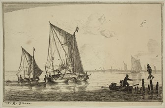 Reinier Nooms, Dutch, 1623-1667, Two Sailboats and a Rowboat, 17th century, etching printed in