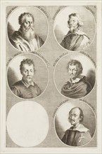 Jacob von Sandrart, German, 1630-1708, Portraits of Giorgio Vasari, Giuseppi Cesari, Annibale