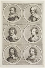 Jacob von Sandrart, German, 1630-1708, Portraits of Michiel Miereveldt, Jacques Callot, Gerrit van