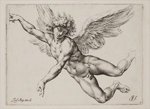 Jan de Bisschop, Dutch, 1628-1671, after Giuseppe Cesari, Italian, 1568-1640, An Angel on the Wing,
