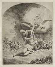 Ferdinand Bol, Dutch, 1616-1680, Abraham Offering Isaac, between 1616 and 1680, etching and