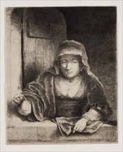 Ferdinand Bol, Dutch, 1616-1680, The Woman with the Pear, 1651, etching printed in black ink on