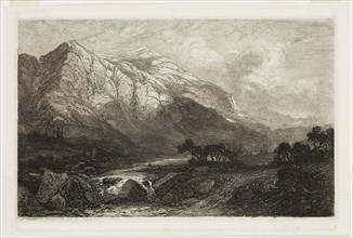 Alexandre Calame, Swiss, 1810-1864, Landscape by Evening Light, 19th Century, Etching printed in